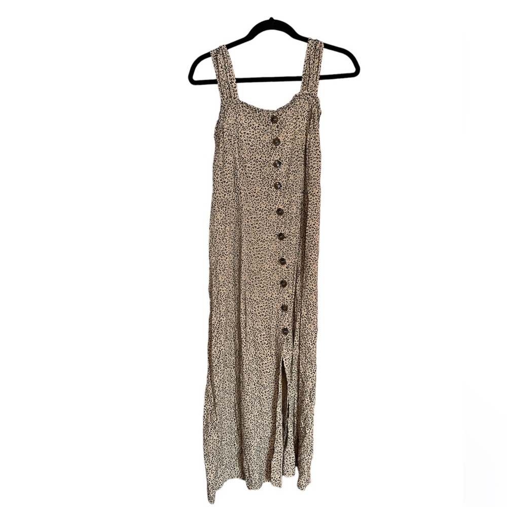 Leopard print maxi dress with slit up the front